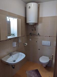 a bathroom with a sink and a toilet at Apartments Monika in Novi Vinodolski