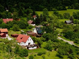 an aerial view of a small village with houses at Holiday Home Celine in Velké Svatoňovice