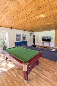 a living room with a pool table and a couch at Sielanka - Dom na Mazurach in Cierzpięty