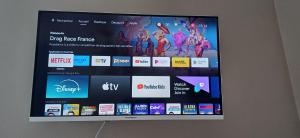 Televízia a/alebo spoločenská miestnosť v ubytovaní Le Domaine de la Feuilleraie