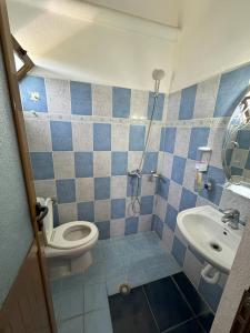 a bathroom with a toilet and a sink at Adrian Agustin Rooms in Lukovë +76 photos