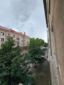 a view from a window of a building with trees at Liepu gatve in Klaipėda