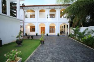 贾夫纳Sunflowers Canada House的白色的大房子,庭院里种有植物