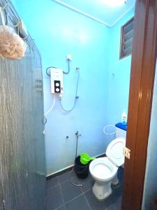 a bathroom with a toilet and a shower at Memory Lane Tioman in Tioman Island