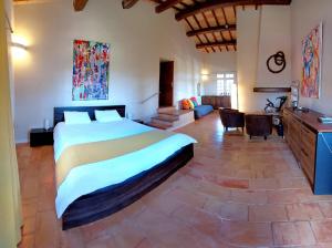 een slaapkamer met een groot bed in een kamer bij Maison Catalina in Gignac