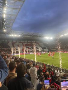 a crowd of people watching a soccer game in a stadium at Le Fontana in Nice