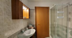 een badkamer met een wastafel en een douche bij Stefy House in Pontebba +12 foto's