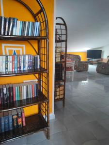 Consigliato monolocale في أنغري: غرفة بها رفوفين مليئة بالكتب