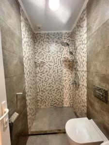 a bathroom with a shower and a toilet at Green Cape Tower in Batumi +132 photos
