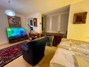 TV a/nebo společenská místnost v ubytování Wunderschönes Apartment im Zentrum Goldstadt Pforzheim