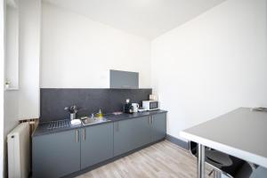 a kitchen with a sink and a counter at Villa Vichéia - Appartement 12 in Vichy