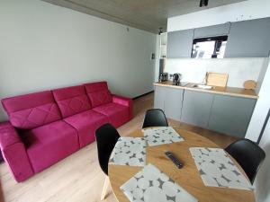 Kuchyň nebo kuchyňský kout v ubytování APARTAMENTY PIASKOWE BŁĘKITNA
