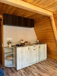 Kuchyň nebo kuchyňský kout v ubytování cottage Machakhela park