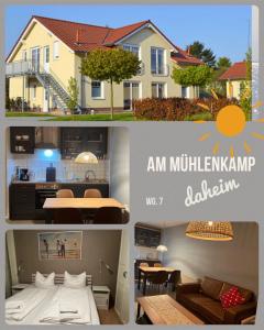 un collage de deux photos d'une maison dans l'établissement Am Mühlenkamp daheim 7, 8, 14, à Heringsdorf