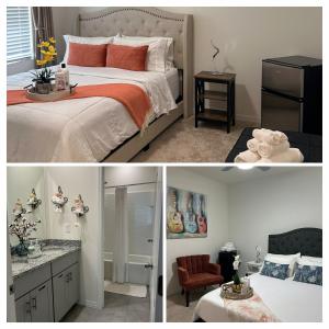 - deux photos d'une chambre avec un lit et une salle de bains dans l'établissement Home SWEET HOME, à Davenport