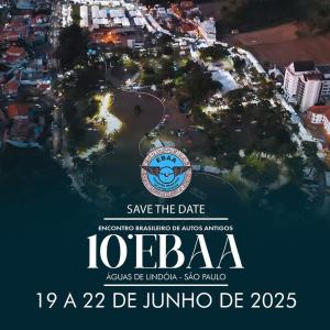 a poster for save the date for a beach at Flat 206 Hotel Cavalinho Branco (3 piscinas, elevador, sauna) in Águas de Lindóia