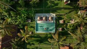 uma vista sobre uma piscina com palmeiras em Casa Tikiri - Boutique Hotel ADULTS ONLY em Ahangama