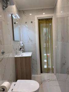 a bathroom with a toilet and a sink and a shower at Olina residence 2 in Naples