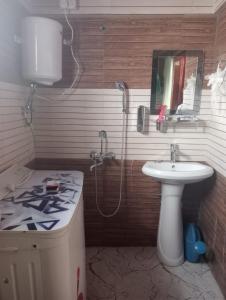 a bathroom with a sink and a shower and a sink at Radhakunj Homestay in Darjeeling