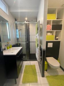 ein Badezimmer mit Waschbecken, Dusche und Toilette in der Unterkunft Charmante maison pour vos vacances in La Rochelle + 10 Fotos