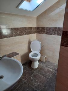 ein Bad mit einem WC und einem Waschbecken in der Unterkunft Flower Bike in Štúrovo