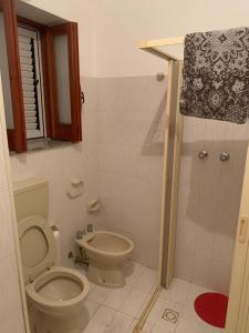 un bagno con wc e doccia di Casa vacanza Lipari a Città di Lipari