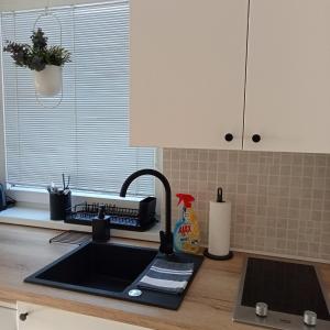 a kitchen counter top with a sink and a sink at Villa NOVA Dębki in Dębki +134 photos