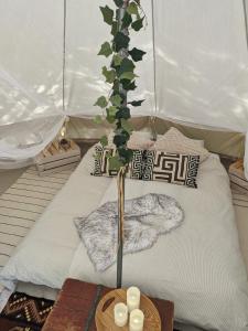 Postel nebo postele na pokoji v ubytování Glamping Grindhuset