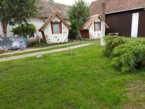 un patio trasero de una casa con césped en Kuća za odmor ''S'' en Mladenovo