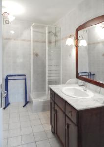 a bathroom with a sink and a shower at Maison de 2 chambres avec jardin clos et wifi a Chanteloup a 4 km de la plage in Chanteloup