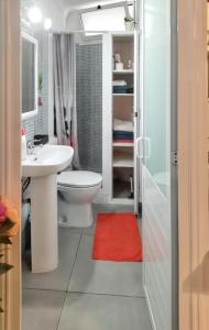 a bathroom with a sink and a toilet and a shower at Studio with wifi at Las Palmas de Gran Canaria 1 km away from the beach in Las Palmas de Gran Canaria