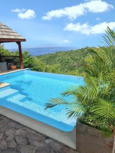 Bungalow d'une chambre avec vue sur la mer piscine partagee et terrasse a Marigot Vieux Habitants a 6 km de la plage tesisinde veya buraya yakın yüzme havuzu
