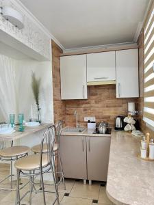 Η κουζίνα ή μικρή κουζίνα στο Поруч Озеро та Парк Студія