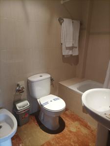 uma casa de banho com um WC e um lavatório em Hostal San Cayetano em Ronda
