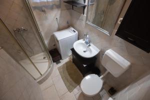 a bathroom with a sink and a toilet and a shower at Holiday Home LI-ZA in Privlaka +32 photos