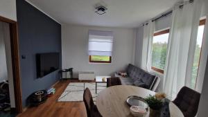 a living room with a table and a couch at Apartman Nikola in Topusko