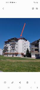 a building with a red x on top of it at Stan na dan -Bratunac- in Bratunac