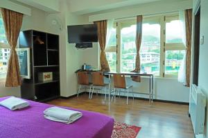 TV a/nebo společenská místnost v ubytování Hotel Bhutan Kubera