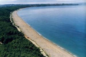 an aerial view of a beach near the water at Panos Apartment in Mitikas +5 photos