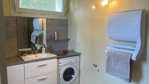 a small kitchen with a washing machine and a sink at Evasion en Occitanie in Mailhac