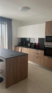 ムサイダにあるUBM Msidaの木製のキャビネットとカウンタートップを備えたキッチン