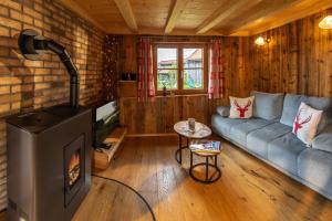Televiisor ja/või meelelahutuskeskus majutusasutuses 4-Sterne Tiny House als Rückzugsort für Naturliebhaber im Oberallgäu