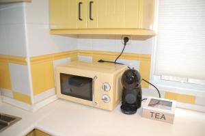 a microwave sitting on top of a kitchen counter at EL RINCON DE MARKESA in Plasencia