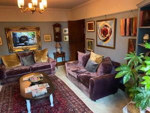 a living room with couches and a coffee table at Halcyon Days in Kenwyn