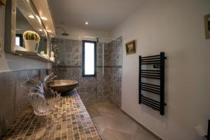 un baño con lavabo y ducha en Villa Carmen Écrin de Lumière en Provence, en Laouque