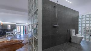 a bathroom with a shower and a toilet at Kochab Sintra by LovelyStay in Sintra
