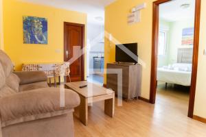 a living room with a couch and a television at Apartamento Rivero - Avilés in Avilés +19 photos