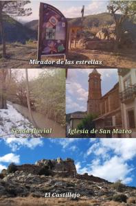 un collage de tres fotos de diferentes lugares en El Castillejo de Camarena de la Sierra, en Camarena de la Sierra