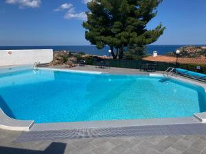 duży basen z widokiem na ocean w obiekcie Le jardin suspendu w mieście Collioure