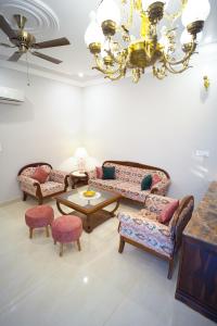 Posezení v ubytování Chitawa Haveli jaIpur